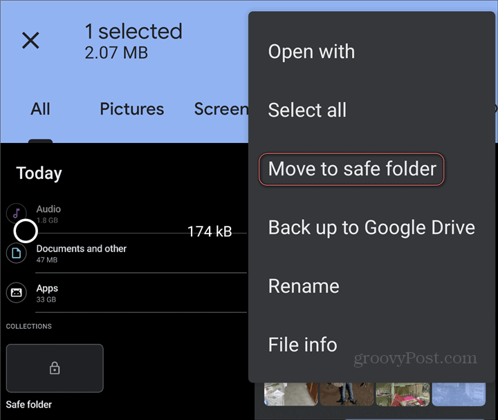 Μετακίνηση αρχείων από το Google Safe Folder