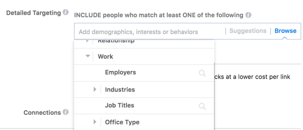 Το Facebook προσφέρει λεπτομερείς επιλογές στόχευσης με βάση το έργο του κοινού σας.