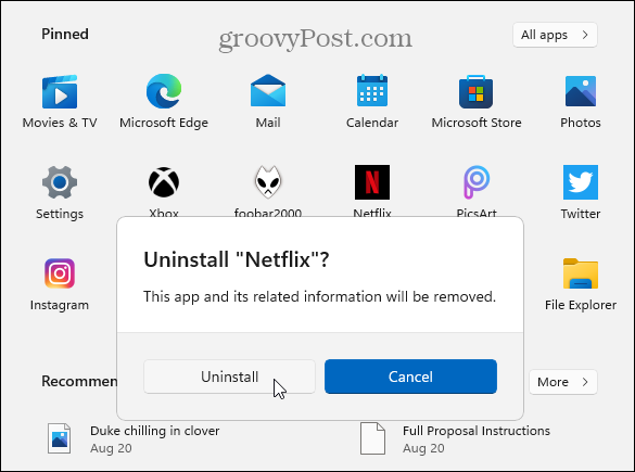 Επαληθεύστε την απεγκατάσταση της εφαρμογής Microsoft Store