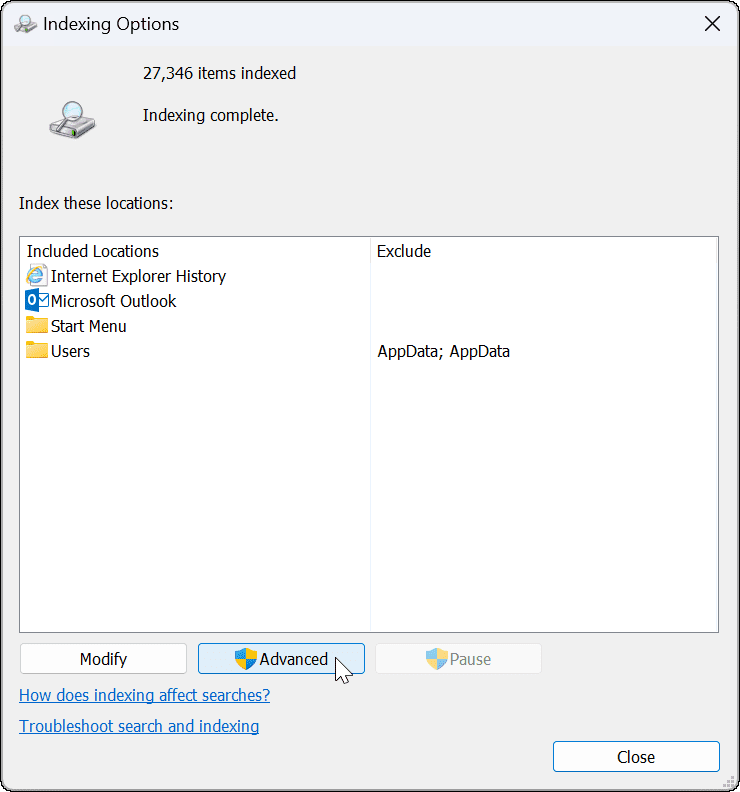 Windows 11 Outlook Search δεν λειτουργεί