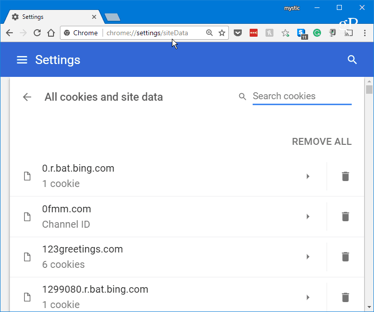 Αναζήτηση Cookies στο Chrome
