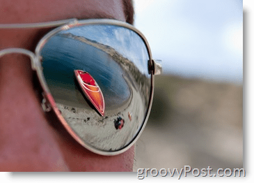 Φωτογραφία - Παράδειγμα διαφράγματος - Γυαλιά ηλίου με αντανάκλαση του Skiboat κόκκινο