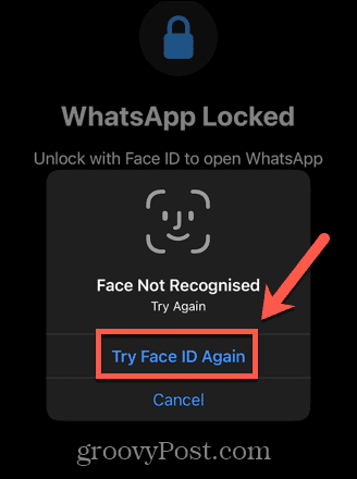 whatsapp δοκιμάστε ξανά το face id