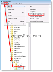 Επεξεργαστής μητρώου των Windows που επιτρέπει την αποκατάσταση email στο Inbox for Outlook 2007 Dword