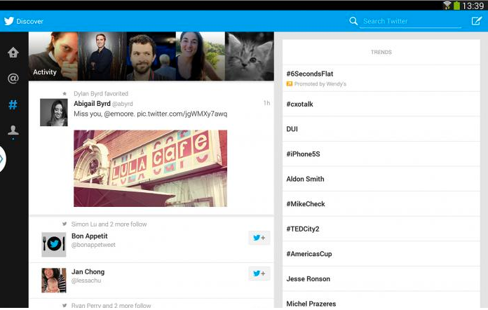 twitter για tablet Android