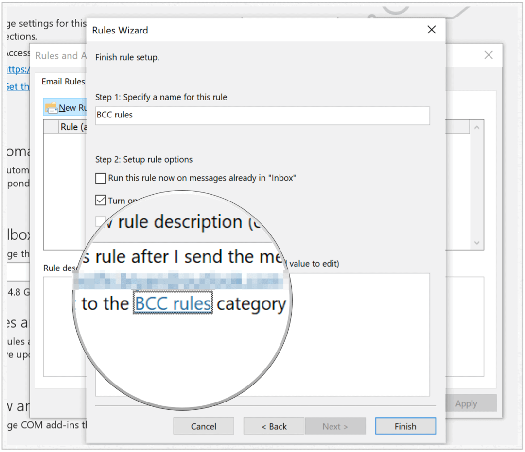 Το Microsoft Outlook ολοκληρώνει τη δημιουργία κανόνων