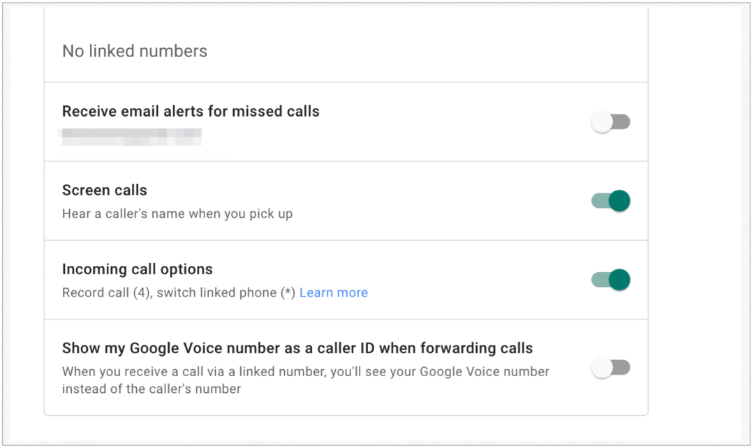 Επιλογές εισερχόμενων κλήσεων Google Voice