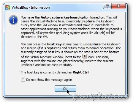 VirtualBox Windows 8 προειδοποίηση στο πληκτρολόγιο