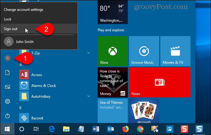 Αποσυνδεθείτε από τα Windows 10