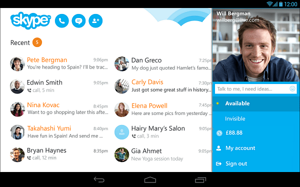 Το Skype 4.4 για το Android έρχεται με νέα εμφάνιση Tablet