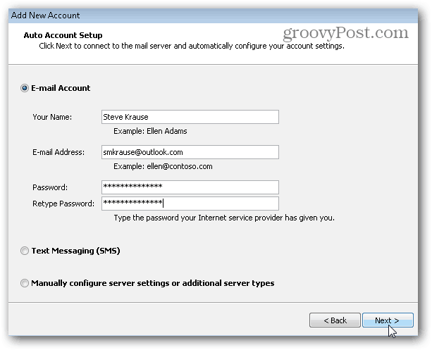 Outlook Express Outlook Connector του Outlook - Προσθήκη λογαριασμού email και κωδικού πρόσβασης