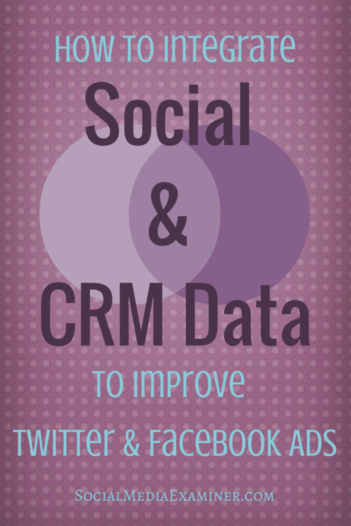 Πώς να ενσωματώσετε τα δεδομένα κοινωνικής δικτύωσης και CRM για τη βελτίωση των διαφημίσεων Twitter και Facebook: Social Media Examiner