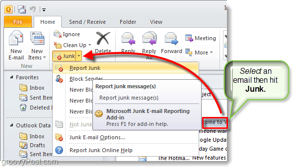 Εργαλείο αναφοράς μηνυμάτων ανεπιθύμητης αλληλογραφίας στο Outlook 2010