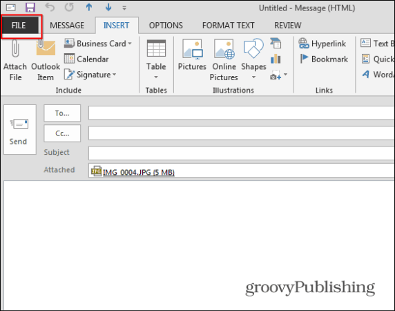 Outlook 2013 Αλλαγή μεγέθους αρχείου μεγάλων εικόνων