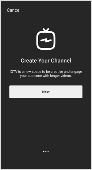 Ακολουθήστε τις οδηγίες για να ρυθμίσετε το κανάλι IGTV.