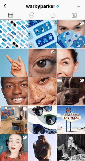 Επιχειρηματικό προφίλ Instagram για τον Warby Parker