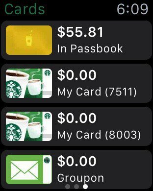 Κάρτα Starbucks - ρολόι Apple