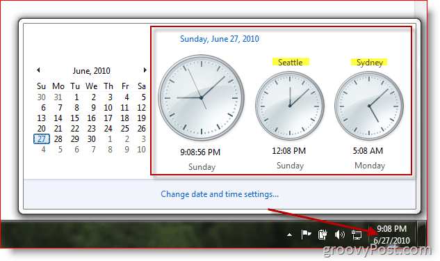 Το Microsoft Windows 7 εμφανίζει πρόσθετα ρολόγια σε διαφορετικές ζώνες ώρας